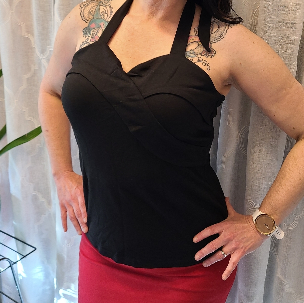 Voodoo Vixen black rockabilly halter top